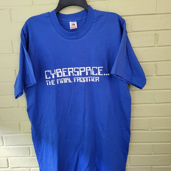 Vintage 1990s CYBERSPACE...The Final Frontier Shirt LARGE FOTL Single Stitch A4 - Picture 5 of 5
